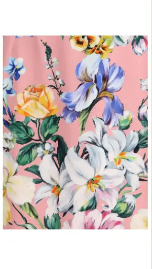 Pink floral midi dress fabric with vibrant floral pattern for Dolce & Gabbana midi dress