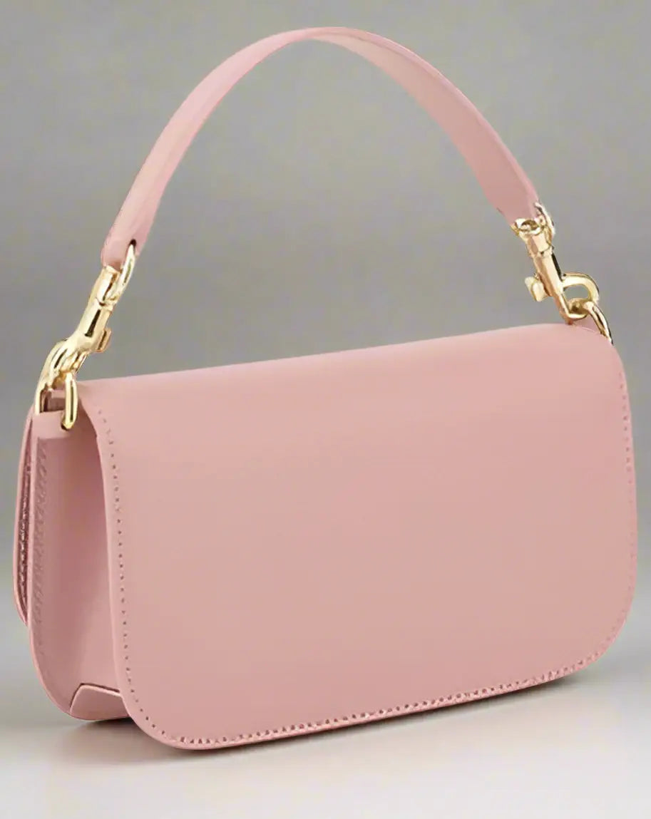 Gabbana pink logoed leather shoulder bag with gold hardware and chain strap