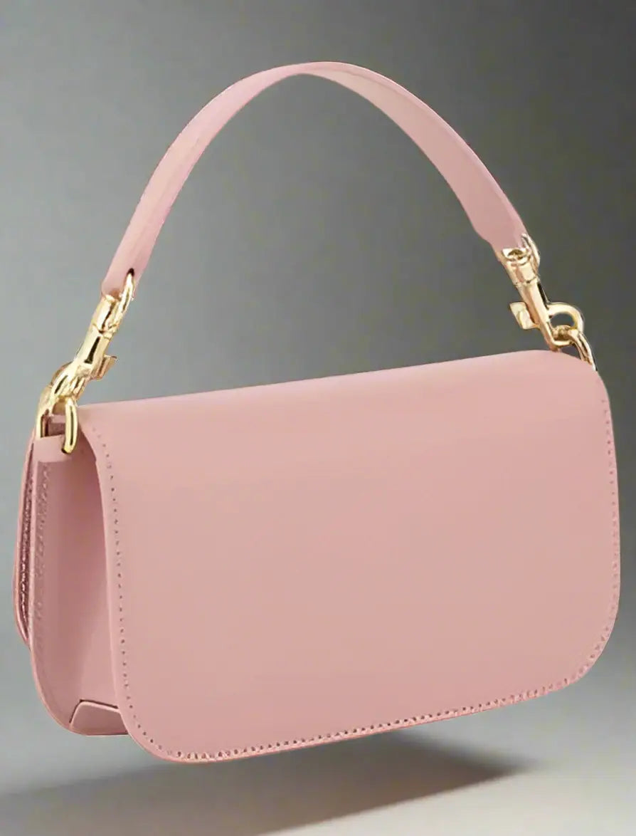 Gabbana pink logoed shoulder handbag with chain strap and gold hardware