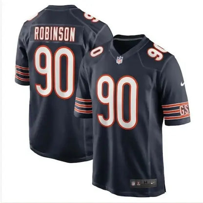 Dark blue Chicago Bears Nike Game Jersey with Robinson and 90 on front and back
