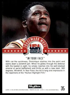 Dominique Wilkins basketball card from SkyBox USA 1994 series displayed in product