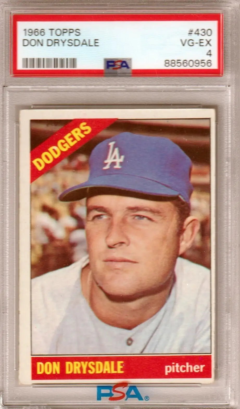 Graded 1966 Topps Don Drysdale baseball card, a sought-after Don Drysdale single card