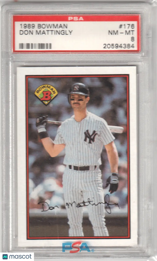 Graded Don Mattingly 1989 Bowman baseball card PSA 8 NM-MT from Columbia Hobby