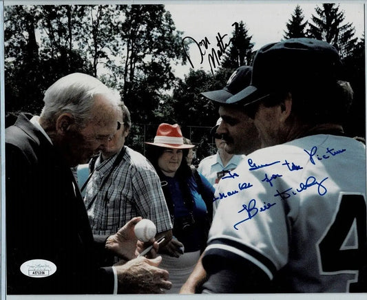 Don Mattingly and Bill Dickey dual signed vintage 8x10 photo NY Yankees JSA authenticated