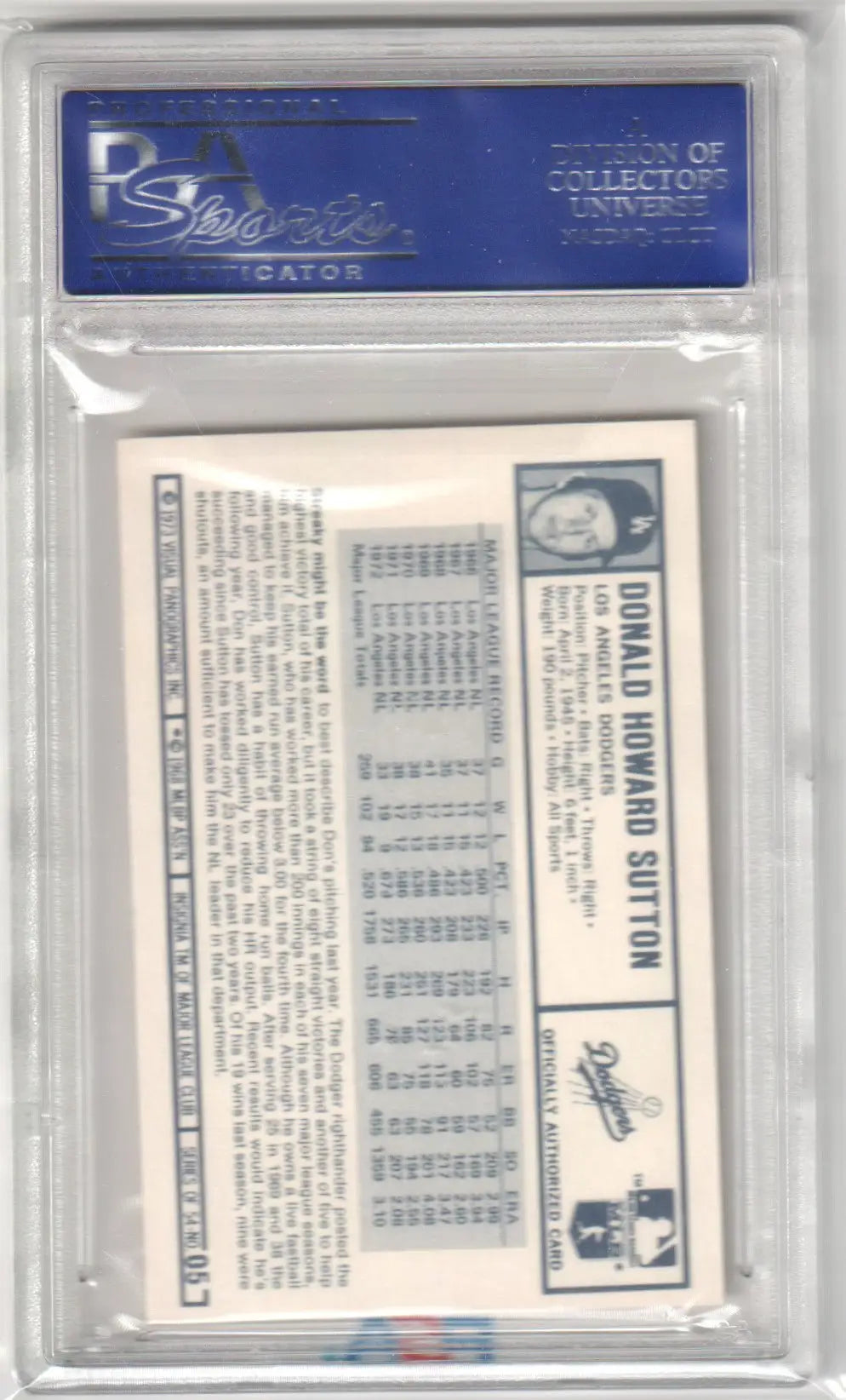 Graded Columbia Hobby Don Sutton 1973 Kellogg’s Don Sutton baseball card PSA 8 NM-MT