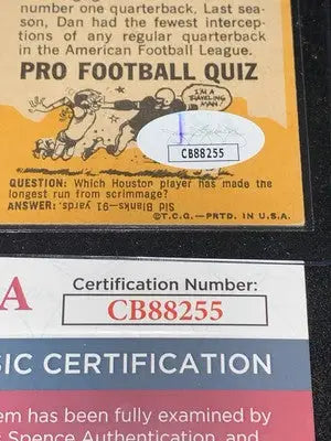 Graded vintage Don Trull Houston Oilers football card from 1967 Topps with JSA autograph