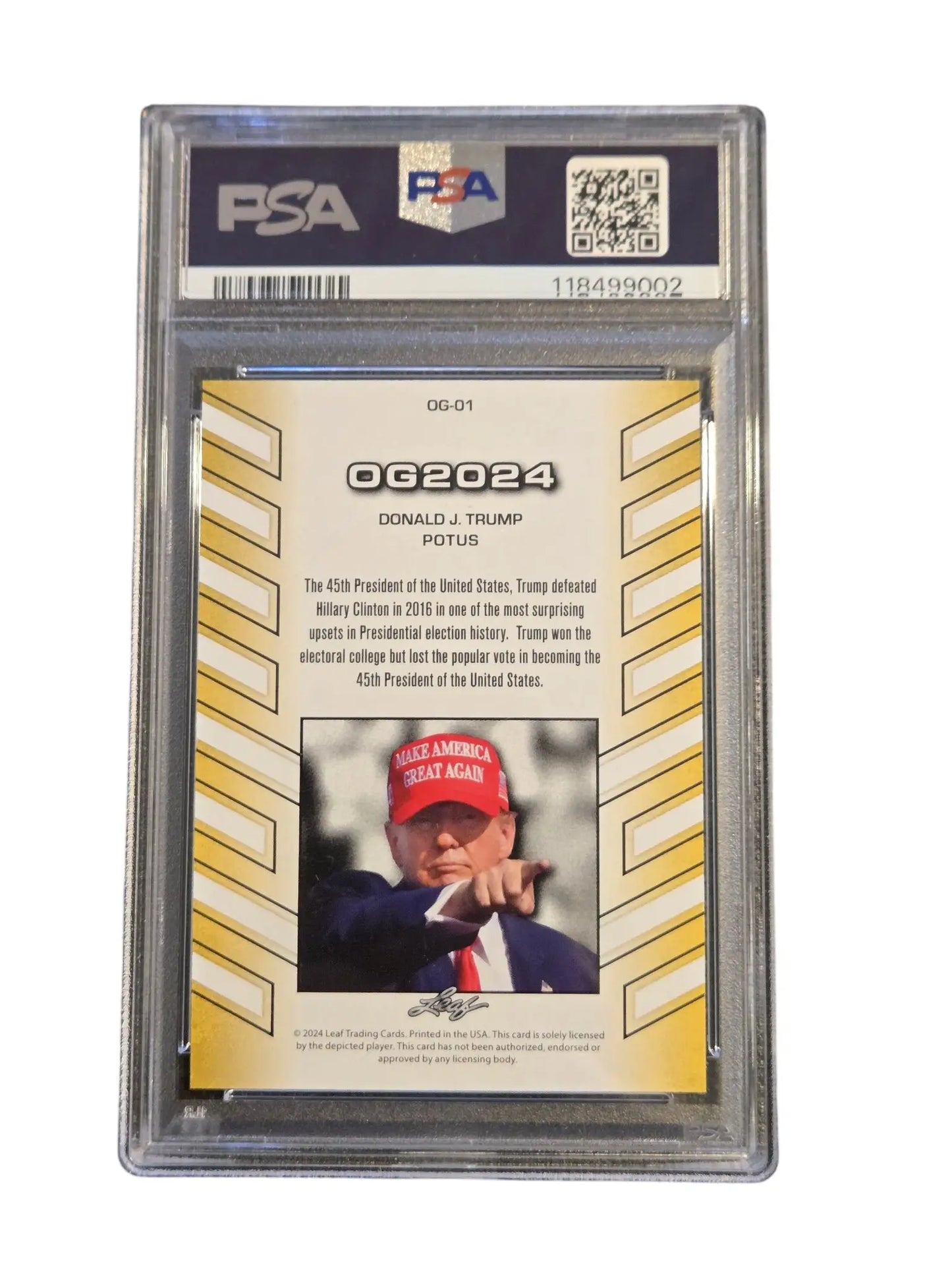 Donald J Trump Trading Cards PSA 8 Leaf OG GMA 10 + 2 MAGA Hats Bundle Set Lot - Trading Cards Bundle