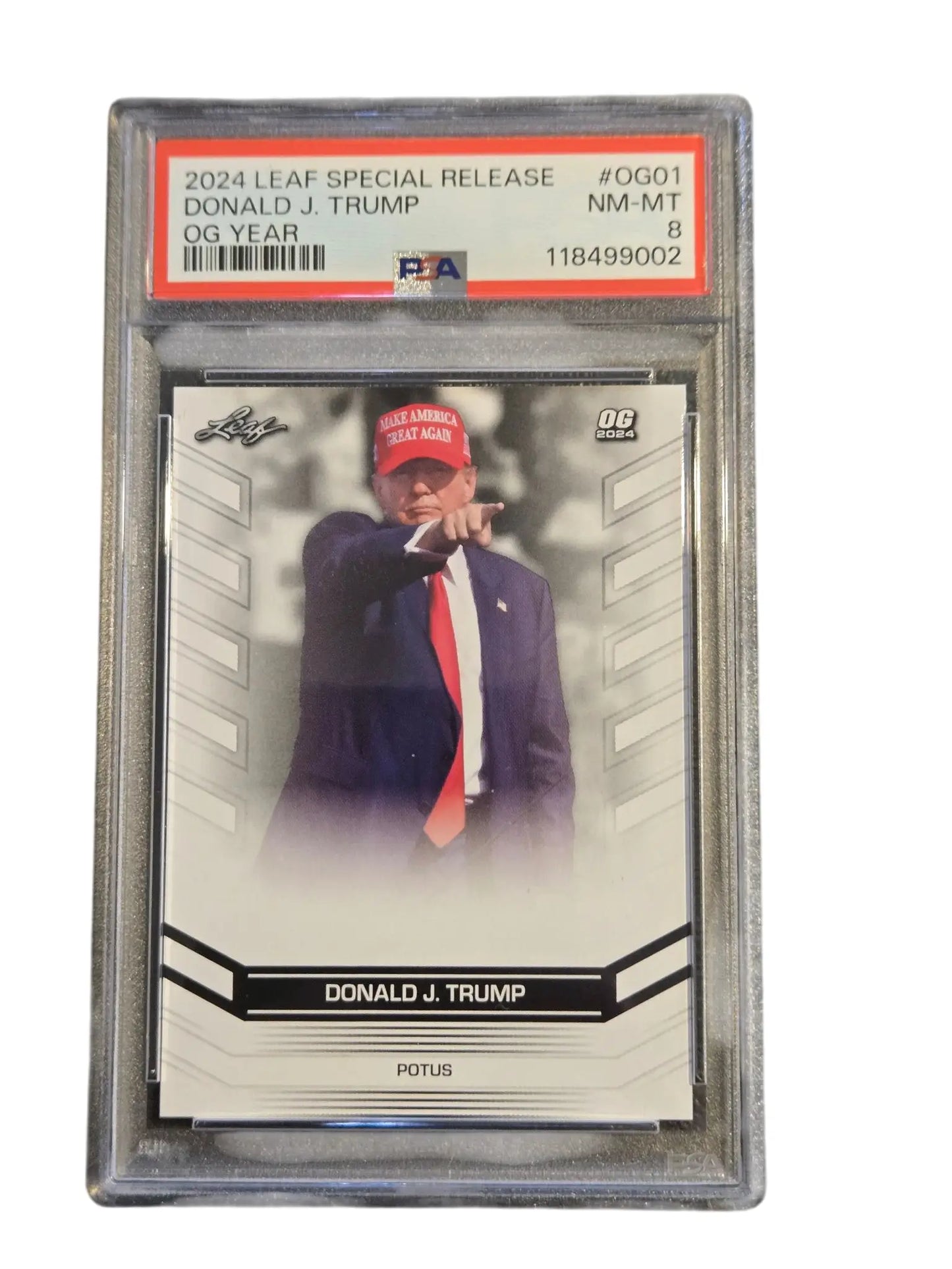 Donald J Trump Trading Cards PSA 8 Leaf OG GMA 10 + 2 MAGA Hats Bundle Set Lot - Trading Cards Bundle