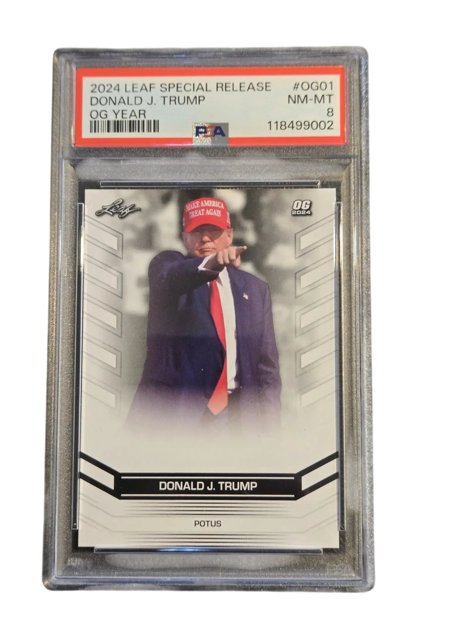 Donald J Trump Trading Cards PSA 8 Leaf OG GMA 10 + 2 MAGA Hats Bundle Set Lot - Trading Cards Bundle