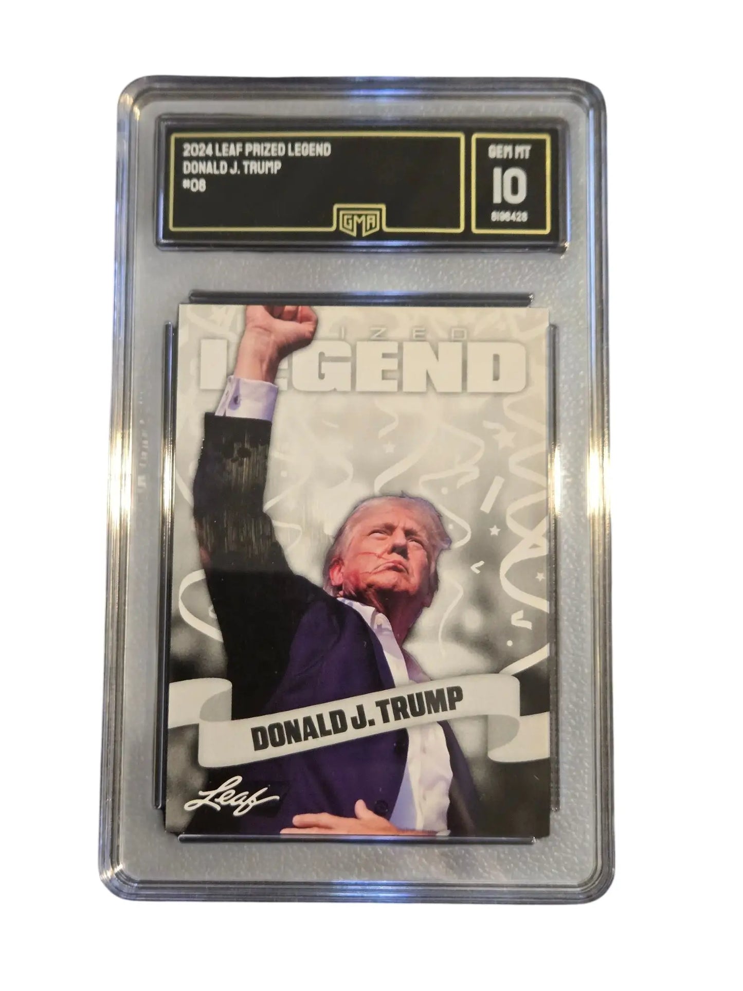 Donald J Trump Trading Cards PSA 8 Leaf OG GMA 10 + 2 MAGA Hats Bundle Set Lot - Trading Cards Bundle