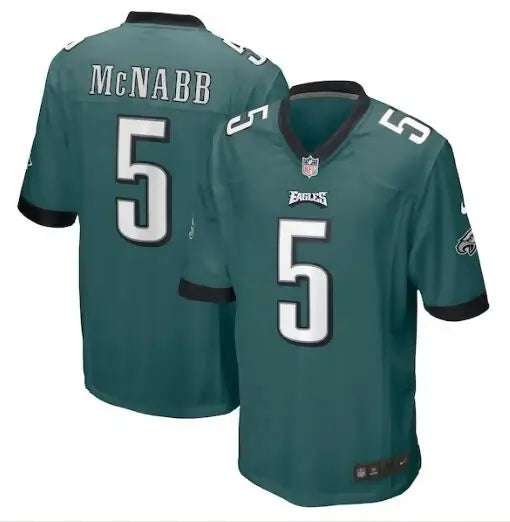 Green Philadelphia Eagles Donovan McNabb jersey with number 5 and player name on back