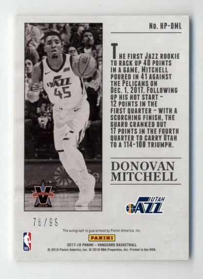 Utah Jazz player number 45 in action on Donovan Mitchell Panini Vanguard Hot card