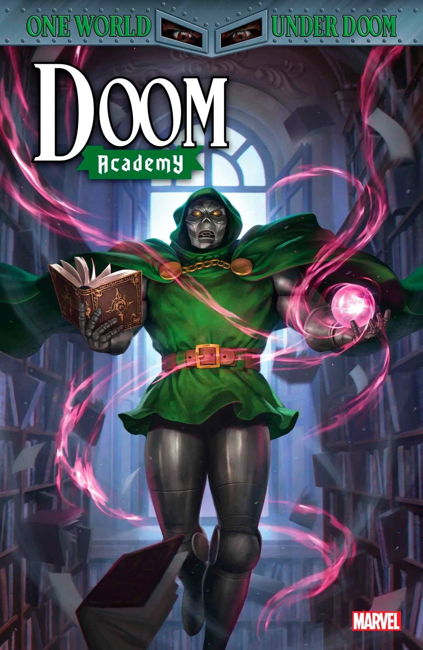 Comic book cover of Doom Academy #1 featuring Lee Doctor Doom variant by Woo-Chul Lee