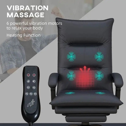 Double Padded Executive Massage Heated Office Chair Charcoal - Office Chair
