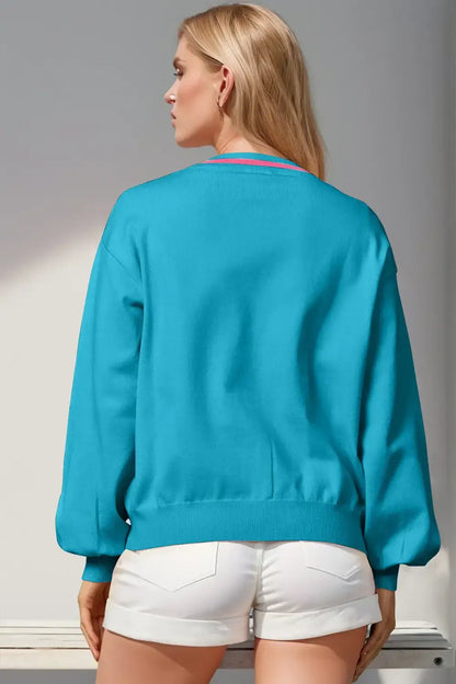 Double Take Full Size Nutcracker Sequin Bow Decor Cardigan - Apparel & Accessories > Clothing > Shirts & Tops > Sweaters