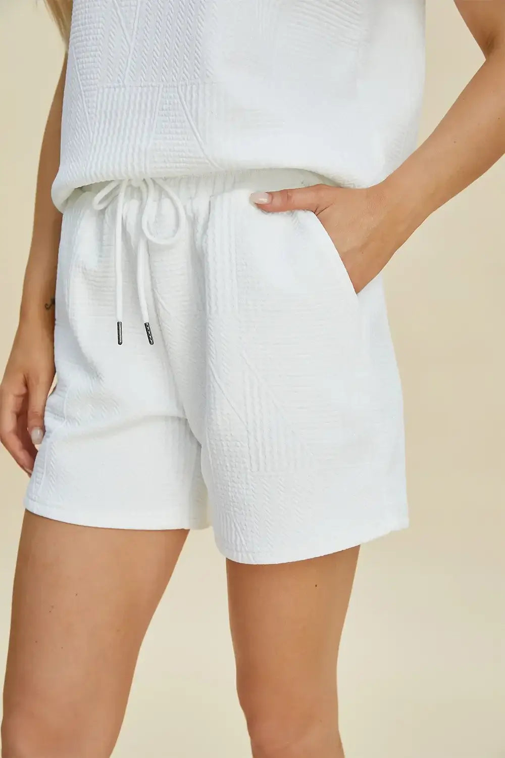 Double Take Full Size Texture Flounce Sleeve Top and Shorts Set - Apparel & Accessories > Clothing > One-Pieces >