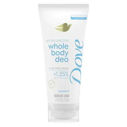 Dove Whole Body Deodorant Cream for sensitive skin, unscented aluminum free 72h odor