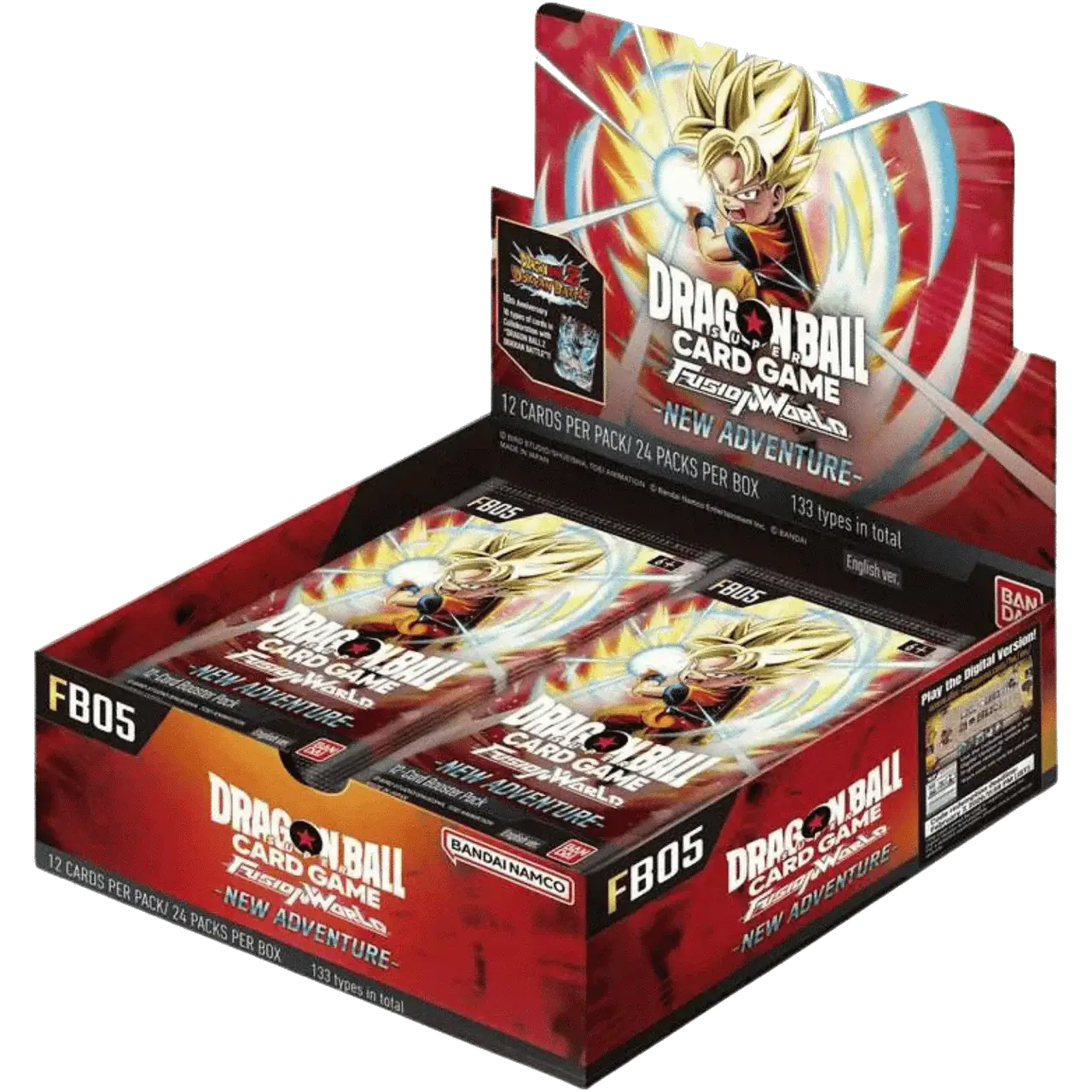 Dragon Ball Fusion World booster box featuring secret rare cards from Dragon Ball Super Card Game
