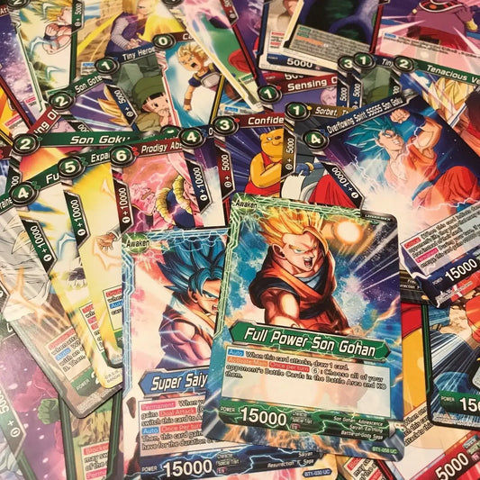 Dragon Ball Super Card Game cards displayed in a lot for the Dragon Ball Super TCG product