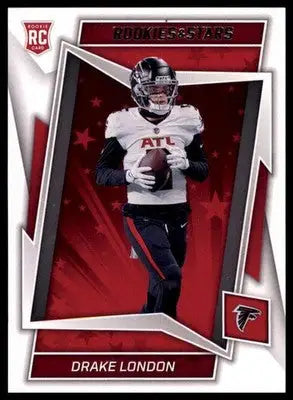 Drake London football card from Panini Rookies 2022 in Atlanta Falcons product