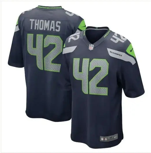 Dark blue Seattle Seahawks Nike football jersey with green numbers and lettering