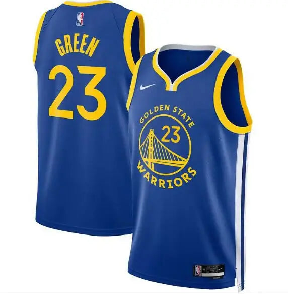 Blue Golden State Warriors Nike Swingman jersey with GREEN 23 on the back