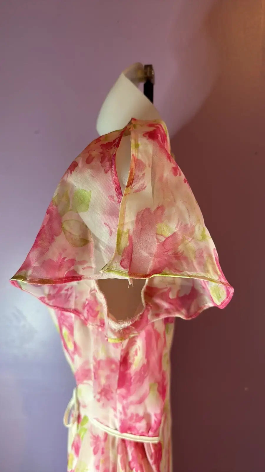 Dress Barn Women’s Sheer Pink Floral Flutter Sleeve Dress in size 10P