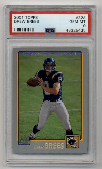 Drew Brees 2001 Topps Rookie trading card PSA 10 Gem Mint for collectors