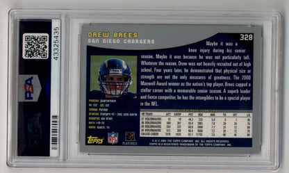 Drew Brees Topps Rookie trading card from 2001 Topps PSA 10 Gem Mint