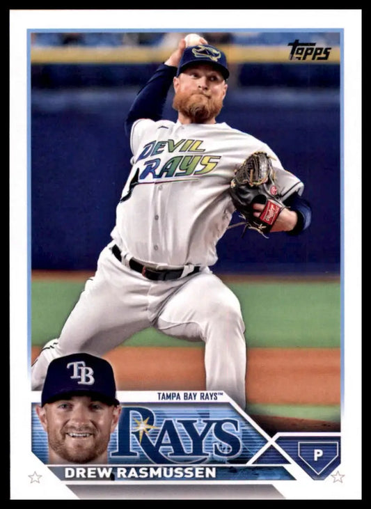 Drew Rasmussen 2023 Topps baseball card featuring Drew Rasmussen of the Tampa Bay Rays