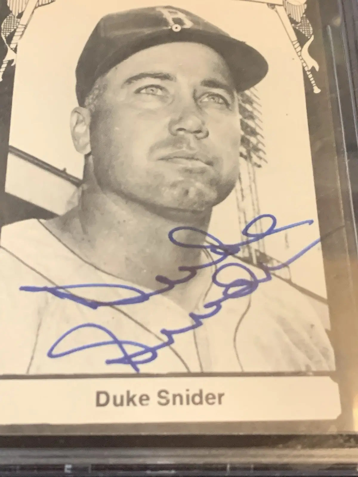 Duke Snider autographed trading card on TCMA Baseball’s All Time Greats post card