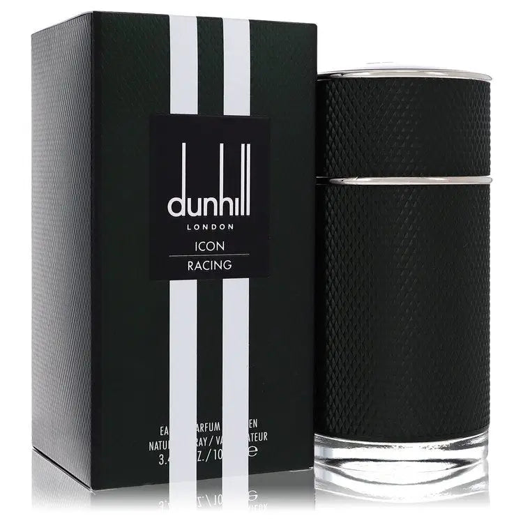 Black Dunhill Icon Racing cologne bottle and box for Dunhill Icon Racing Eau De Parfum