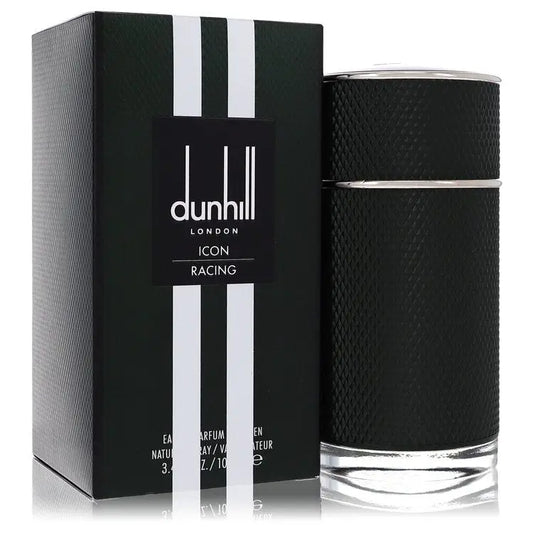 Black Dunhill Icon Racing cologne bottle and box for Dunhill Icon Racing Eau De Parfum