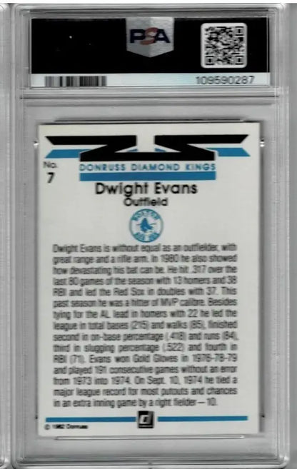 Graded 1982 Donruss Diamond Kings Dwight Evans Red Sox baseball card PSA 5 DNA 8 Auto