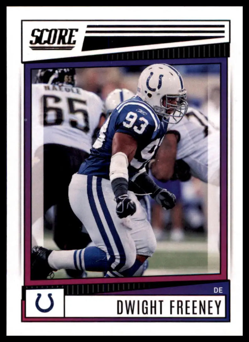 Dwight Freeney football card from the 2022 Score series featuring Indianapolis Colts