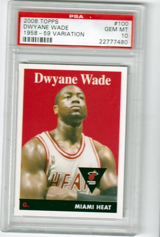 Graded Dwyane Wade basketball card from 2008-09 Topps collection, PSA 10 GEM MINT