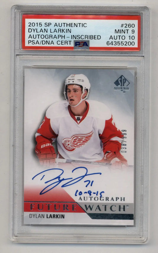 Dylan Larkin 2015-16 SP Authentic Auto Inscribed 038/999 PSA 9 Mint - Singles