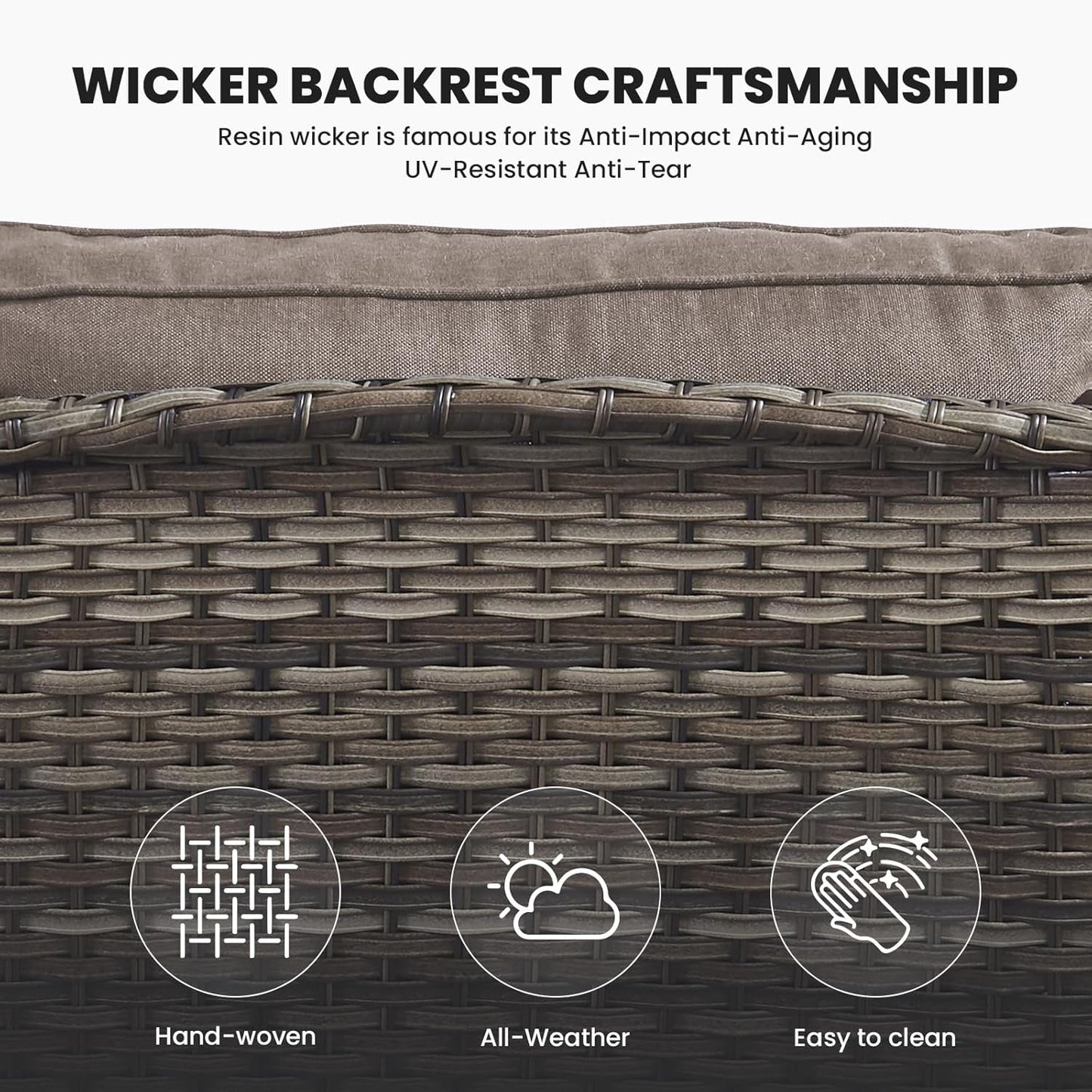 Outdoor Furniture 3-Seater Rattan Sofa Patio Wicker Sofa Couch Furniture Set with Washable Cushions-3