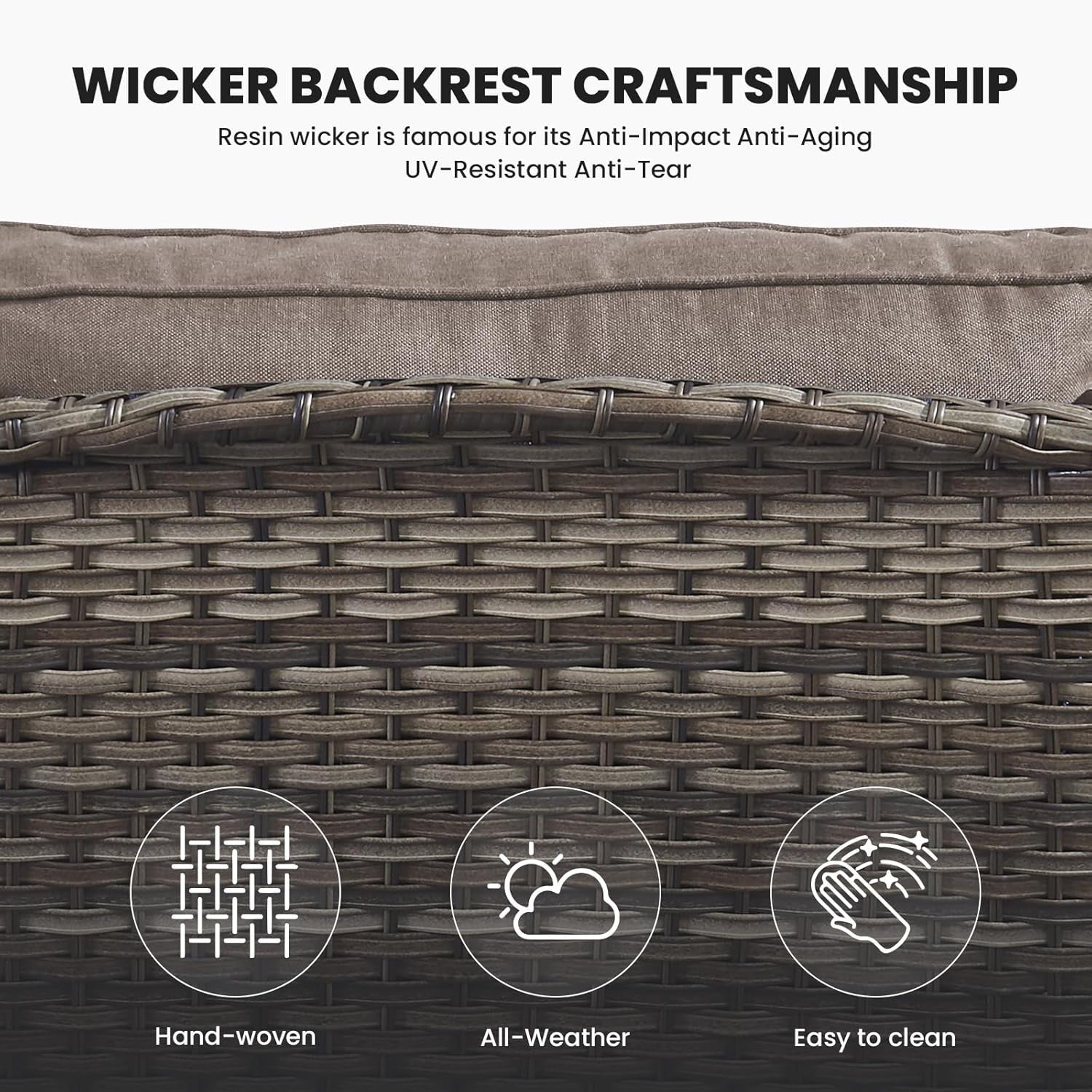 Outdoor Furniture 3-Seater Rattan Sofa Patio Wicker Sofa Couch Furniture Set with Washable Cushions-3