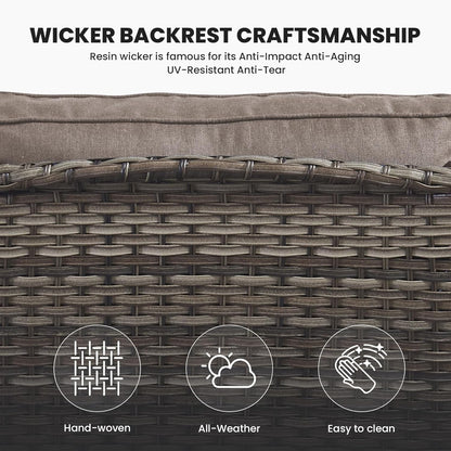 Outdoor Furniture 3-Seater Rattan Sofa Patio Wicker Sofa Couch Furniture Set with Washable Cushions-3