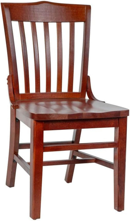 Hercules Series School House Back Wood Restaurant Chair, Classic Armless Dining Chair for Restaurants/Kitchens, Mahogany Wood Finish-0