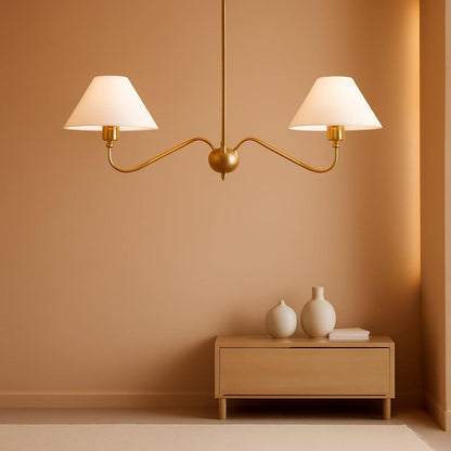 Goldtone Linear Chandelier 2Light For Kitchen Island-0