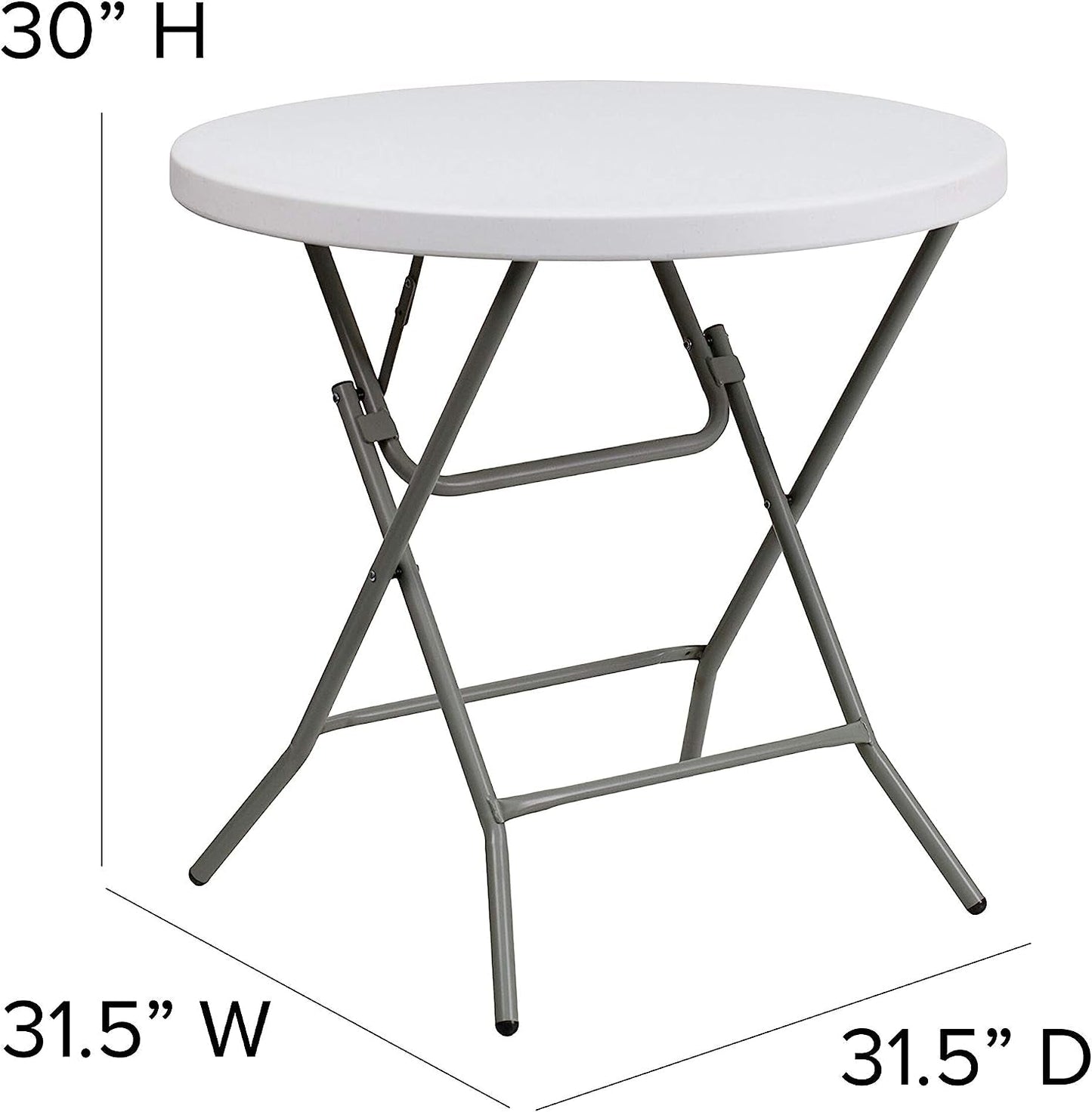 Granite White Plastic Folding Table - 2.63 Feet Round-1