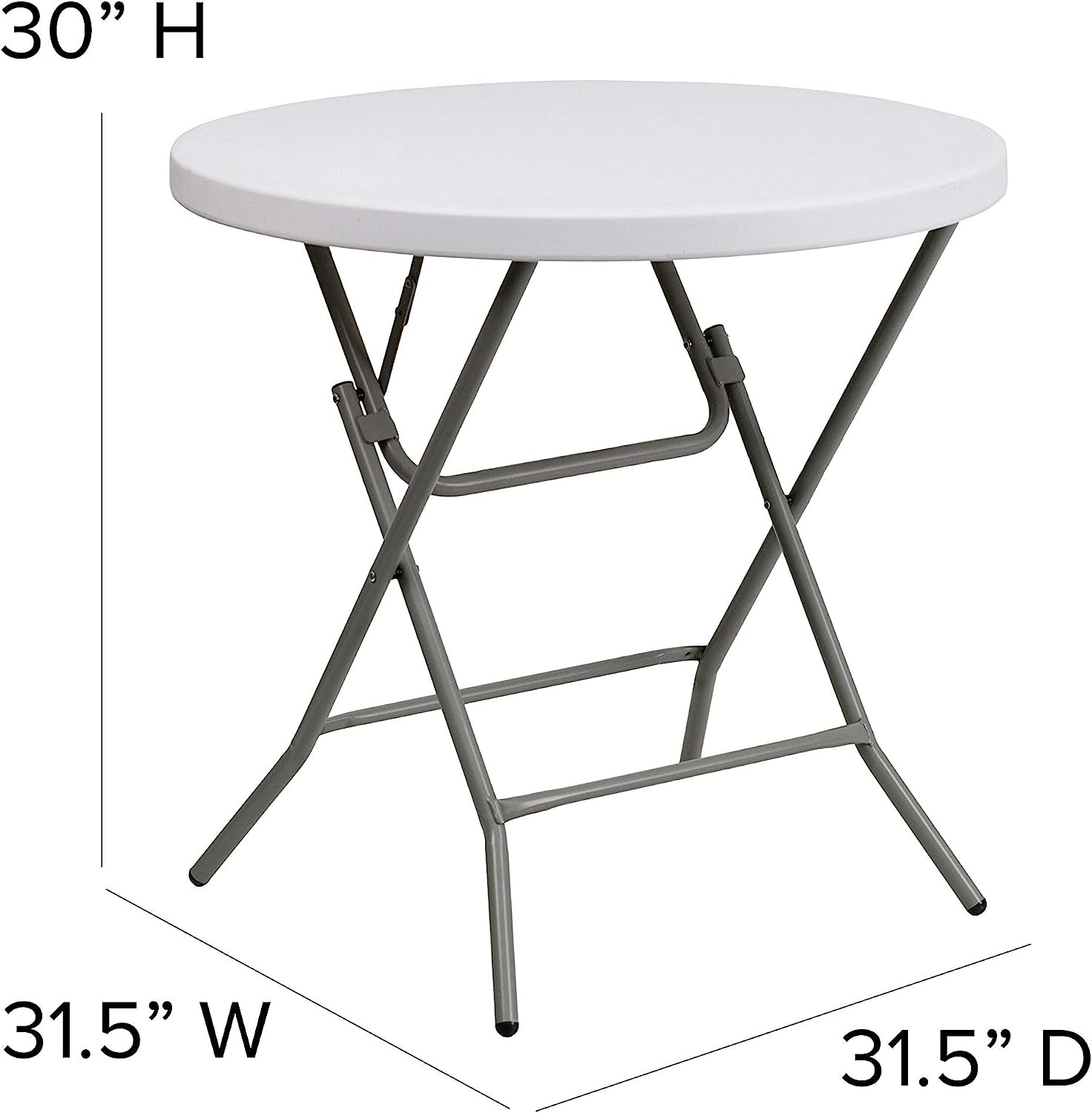 Granite White Plastic Folding Table - 2.63 Feet Round-1