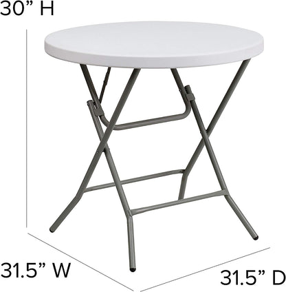 Granite White Plastic Folding Table - 2.63 Feet Round-1