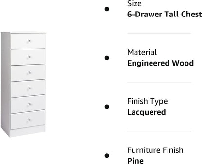 Astrid 6-Drawer Tall Chest with Acrylic Knobs-1