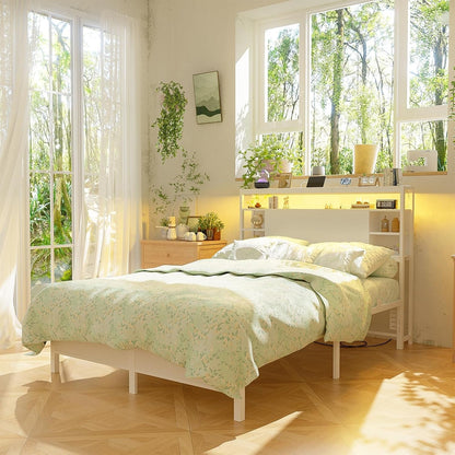 Full Size Headboard With Storage RGB LED Lighting-1