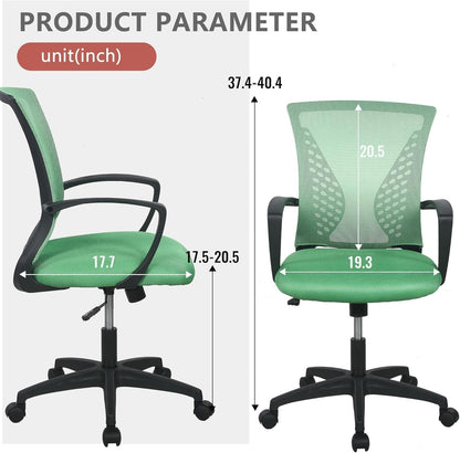 Office Computer Gaming Chair Ergonomic Mesh Desk Chair Adjustable Video Game Chairs with 360 Degrees Swivel Wheels Armrest Lumbar Support for Home Office,Green-2