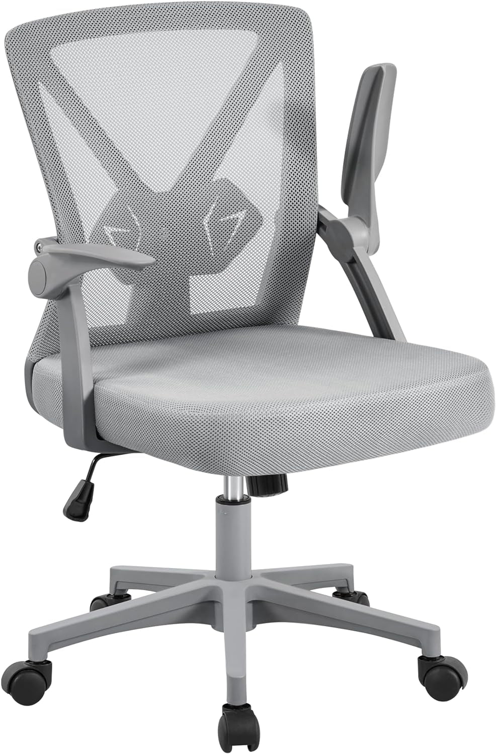 Mesh Office Chair Swivel Desk Chair Computer Chair with Flip-Up Arms Adjustable Height Lumbar Support Executive Task Chair for Home Office Study Meeting, Gray-0