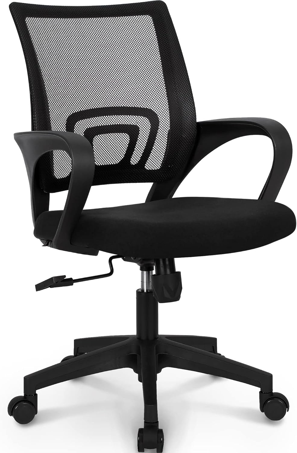 Office Chair Computer Desk Chair Gaming Ergonomic Mid Back Cushion Lumbar Support with Comfy Mesh Adjustable Swivel Rolling Home (Black)-0